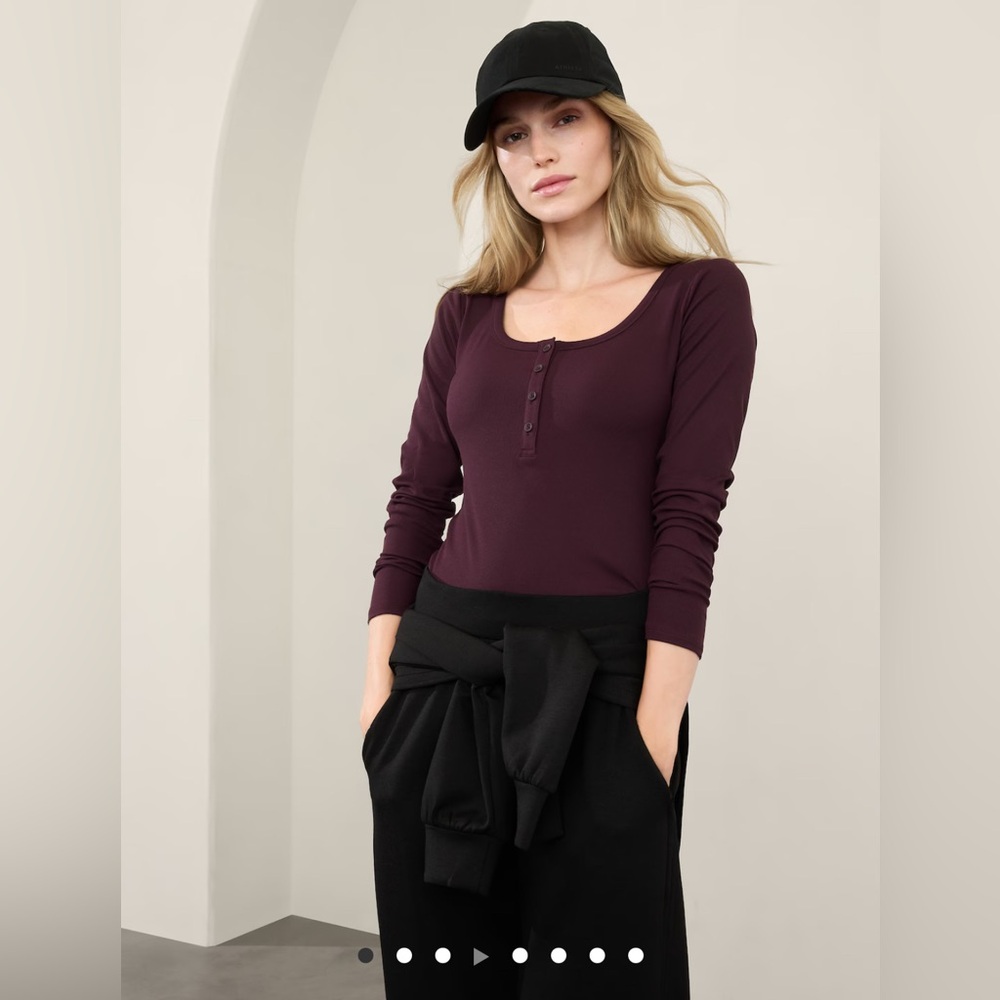 Athleta SIGNATURE RIB HENLEY TOP Medium